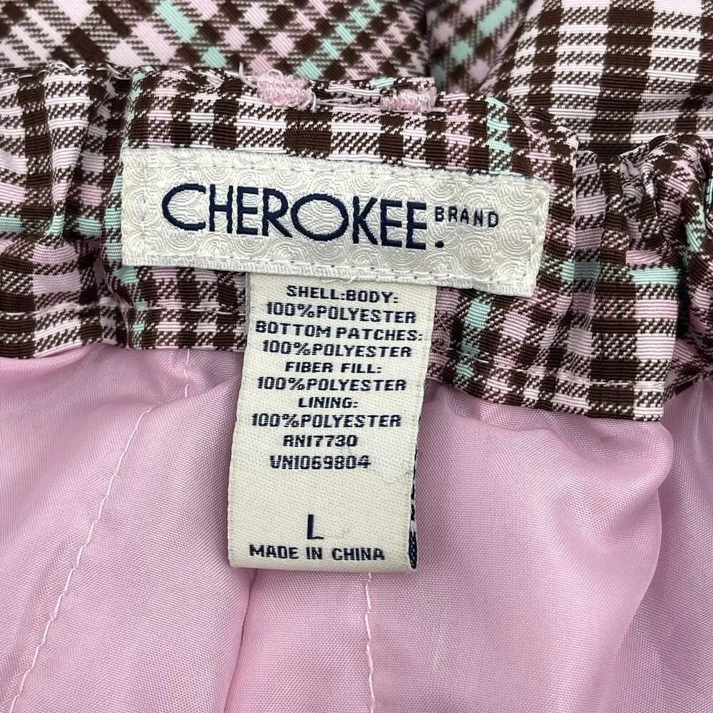 Cherokee Youth Sz L Pink Plaid Checkered Snow Ski Pants Adjustable Waist Girls - Picture 7 of 9